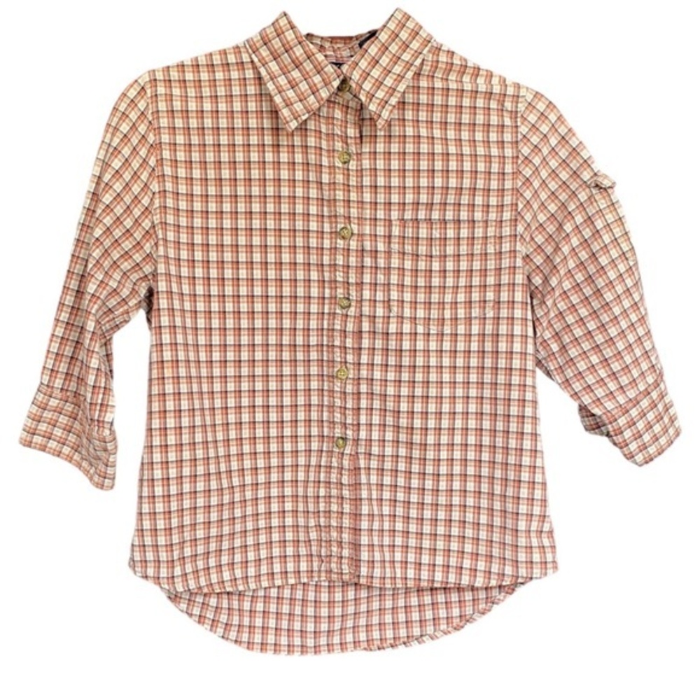 Krazy Kat Plaid button down‎ fitted blouse